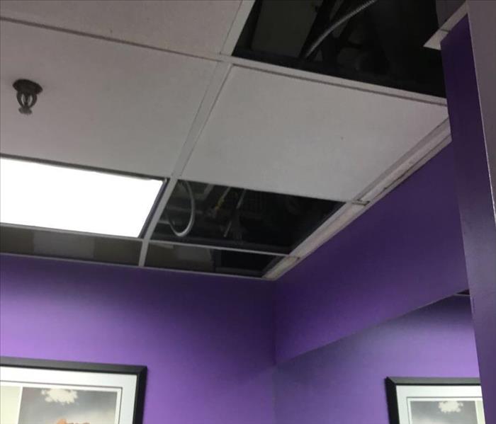 Roof leak caused ceiling damage